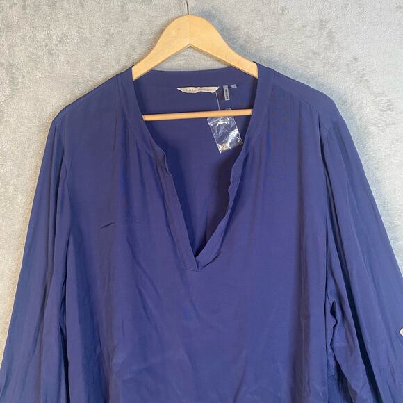 Soft Surroundings Top Women Size 2X V-Neck Pullover Long Sleeve Roll Tab Tunic - Picture 3 of 11
